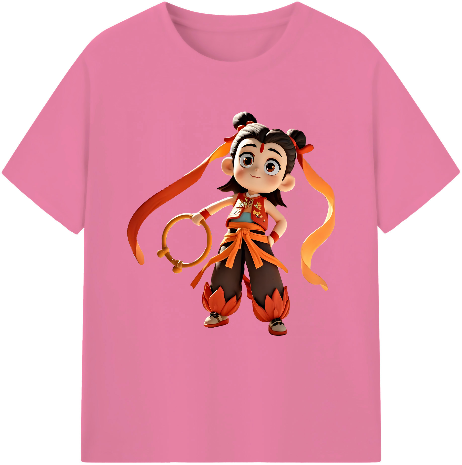 （画像用） Ne Zha 2 ナタ 魔童の大暴れ 綿100％半袖Tシャツ（フロントプリント）